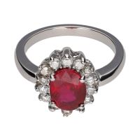 ANILLOS / SORTIJAS<BR>SORTIJA EN ORO BLANCO CON RUBÍ Y ORLA ...