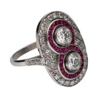 ANILLOS / SORTIJAS<BR>SORTIJA EN PLATINO CON DOS BRILLANTES ...