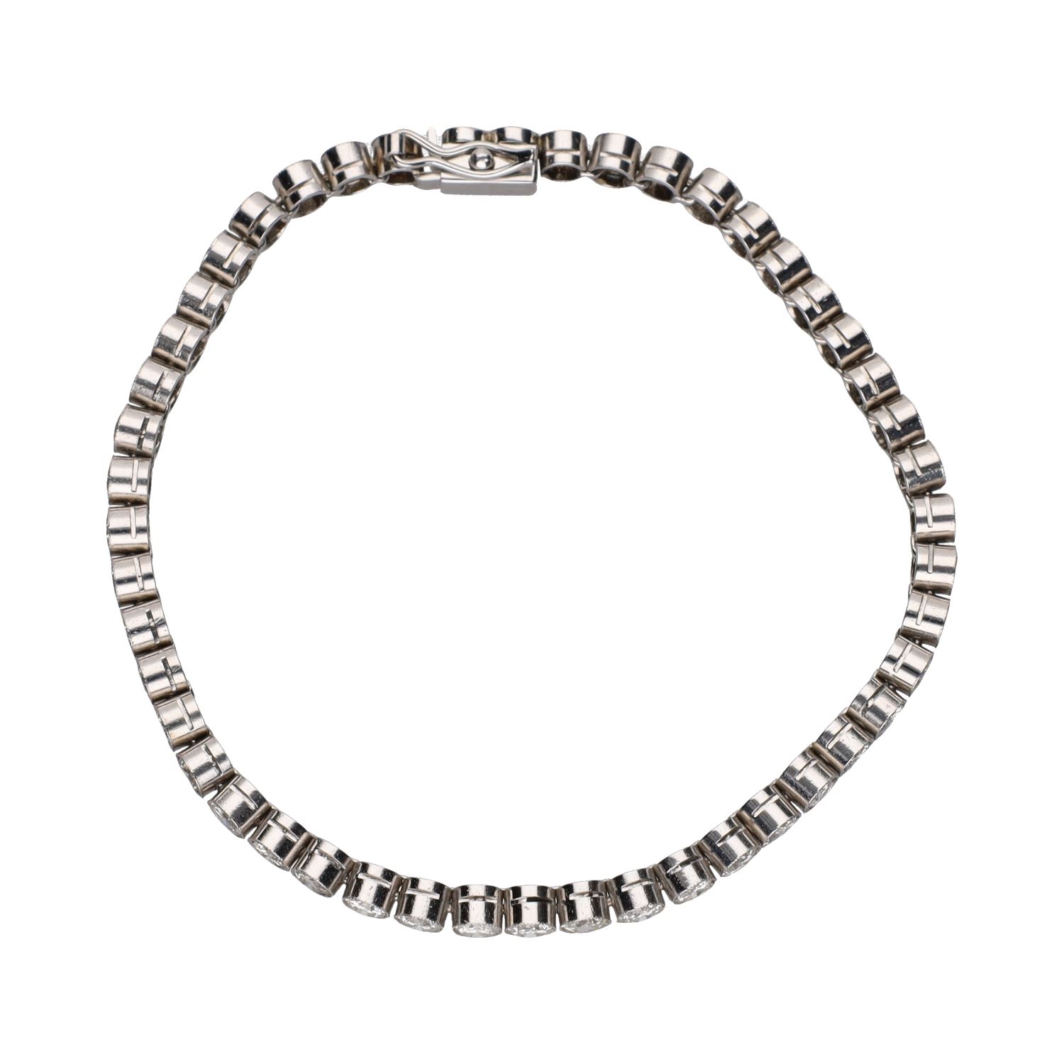 Pulsera riviere en oro blanco con brillantes.