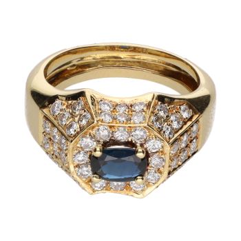 ANILLOS / SORTIJAS<BR>SORTIJA EN ORO AMARILLO CON ZAFIRO Y B... · ref.: PRESENTA CERTIFICADO...