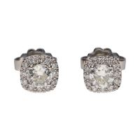 PENDIENTES<BR>PENDIENTES EN ORO BLANCO CON BRILLANTE...