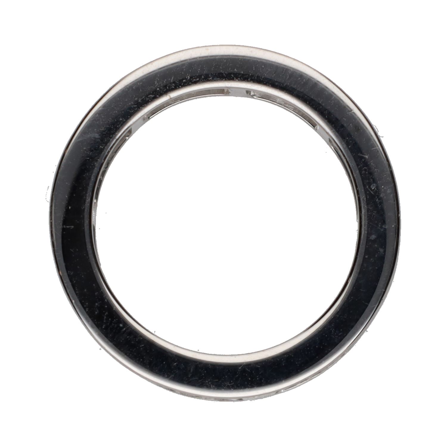 Sortija alianza infinity en oro blanco con baguettes. Talla 11.