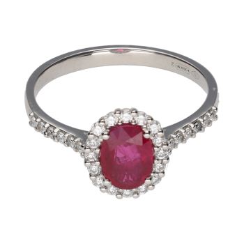 ANILLOS / SORTIJAS<BR>SORTIJA EN ORO BLANCO CON RUBÍ CENTRAL... · ref.: PRESENTA CERTIFICADO...