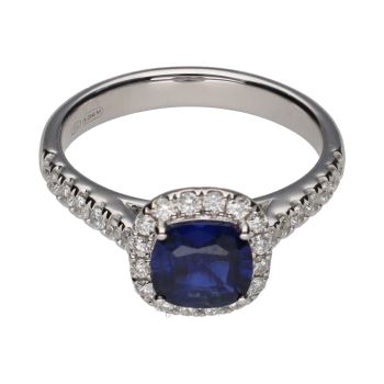 ANILLOS / SORTIJAS<BR>SORTIJA EN ORO BLANCO CON ZAFIRO CENTR... · ref.: PRESENTA CERTIFICADO...