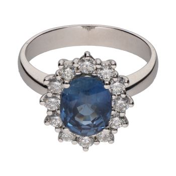 ANILLOS / SORTIJAS<BR>SORTIJA CON ZAFIRO CENTRAL Y BRILLANTE... · ref.: PRESENTA CERTIFICADO...