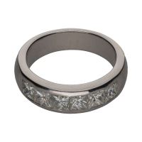 ANILLOS / SORTIJAS<BR>SORTIJA CINTILLO EN ORO BLANCO CON BRI...