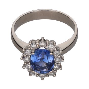 ANILLOS / SORTIJAS<BR>SORTIJA EN ORO BLANCO CON ZAFIRO Y BRI... · ref.: PRESENTA CERTIFICADO...