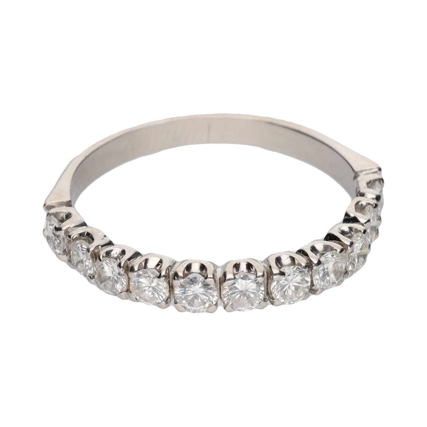 Sortija cintillo en oro blanco con brillantes. Talla 17.