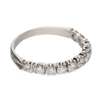 Sortija cintillo en oro blanco con brillantes. Talla 17.