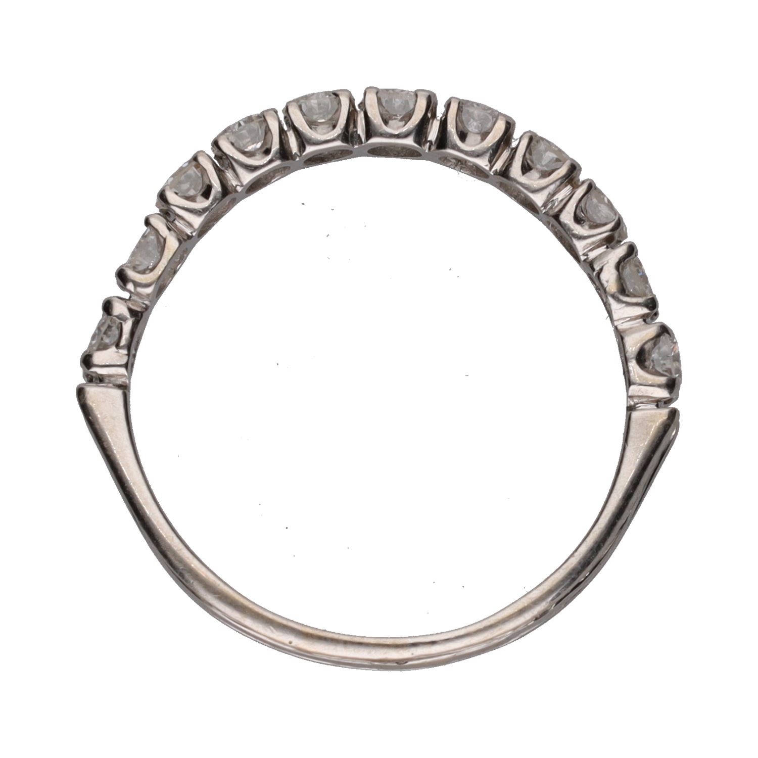 Sortija cintillo en oro blanco con brillantes. Talla 17.