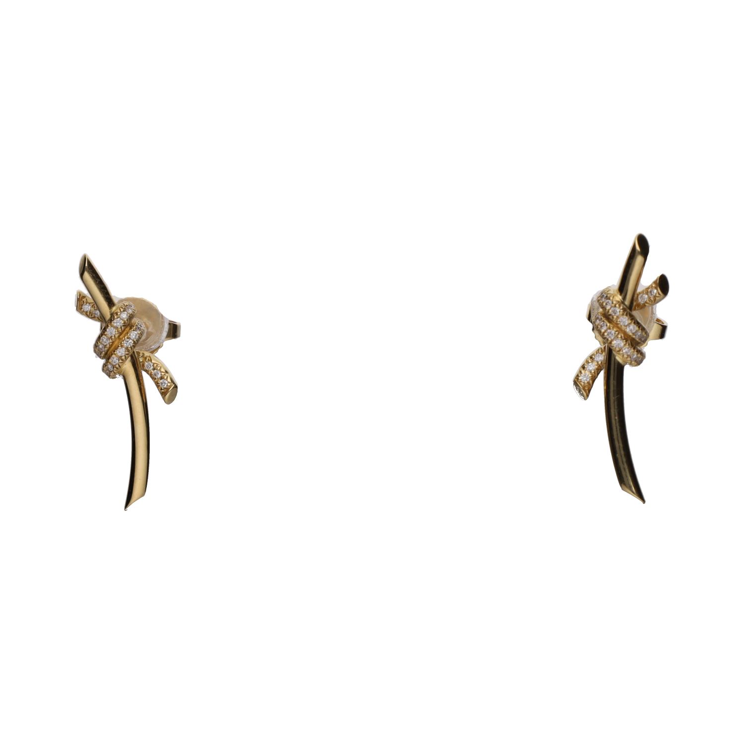 Pendientes tiffany & co en oro amarillo y brillantes.