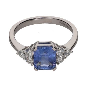 ANILLOS / SORTIJAS<BR>SORTIJA EN ORO BLANCO CON ZAFIROS Y BR... · ref.: PRESENTA CERTIFICADO...