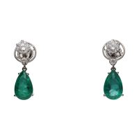 PENDIENTES<BR>PENDIENTES LARGOS EN ORO BLANCO CON ES...