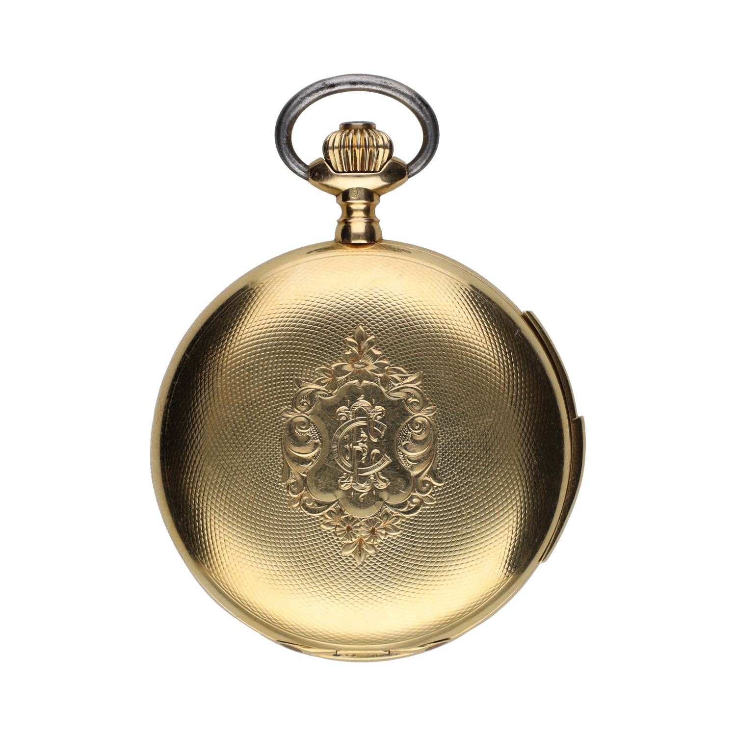 Reloj saboneta de bolsillo con sonería en oro amarillo.  