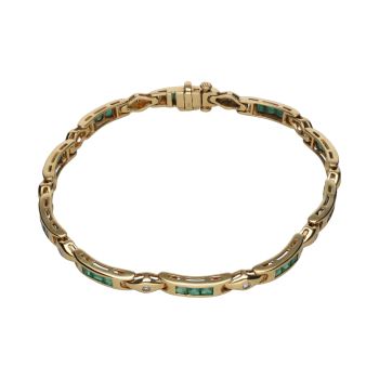 PULSERAS<BR>PULSERA EN ORO AMARILLO CON ESMERALDAS... · ref.: (AIM)