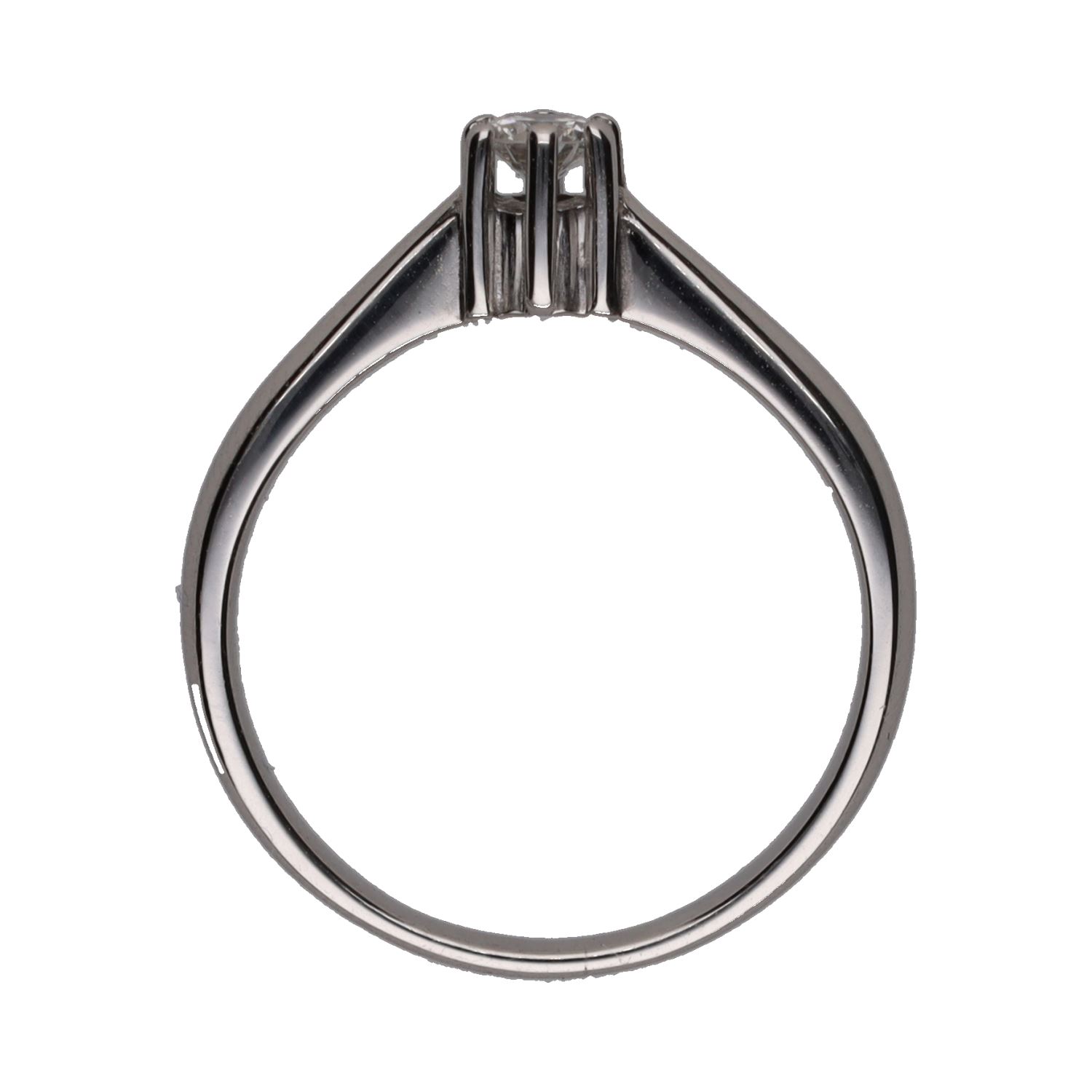 Sortija solitario en oro blanco con un brillante. Talla 18.