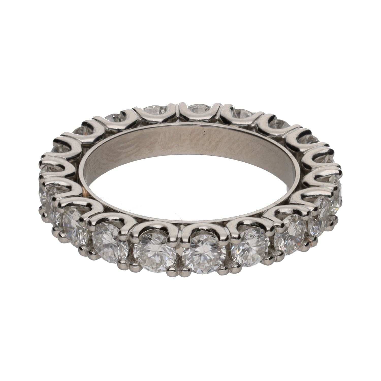 Sortija alianza eternity en platino con brillantes. Talla 14.