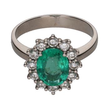 ANILLOS / SORTIJAS<BR>SORTIJA EN ORO BLANCO CON ESMERALDA Y ... · ref.: PRESENTA CERTIFICADO...