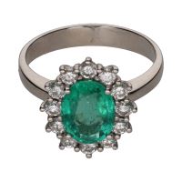 ANILLOS / SORTIJAS<BR>SORTIJA EN ORO BLANCO CON ESMERALDA Y ...