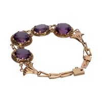 Pulsera en oro amarillo de 14k con amatistas.