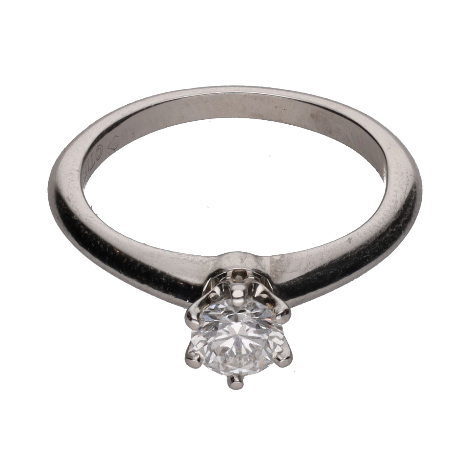 Solitario tiffany & co. En platino con un brillantes. Talla 8.