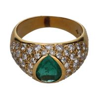 ANILLOS / SORTIJAS<BR>SORTIJA EN ORO AMARILLO CON UNA ESMERA...