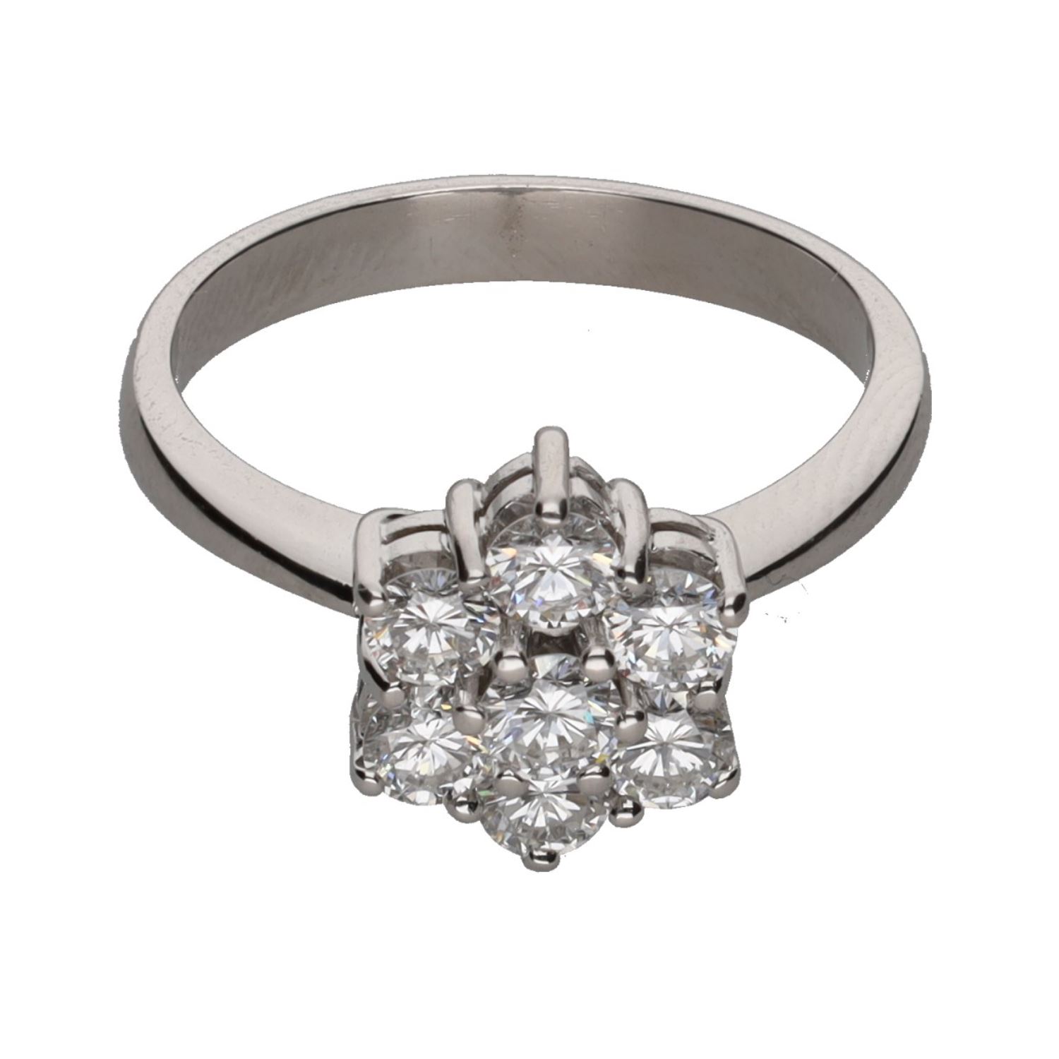 Sortija en oro blanco con brillantes. Talla 12.