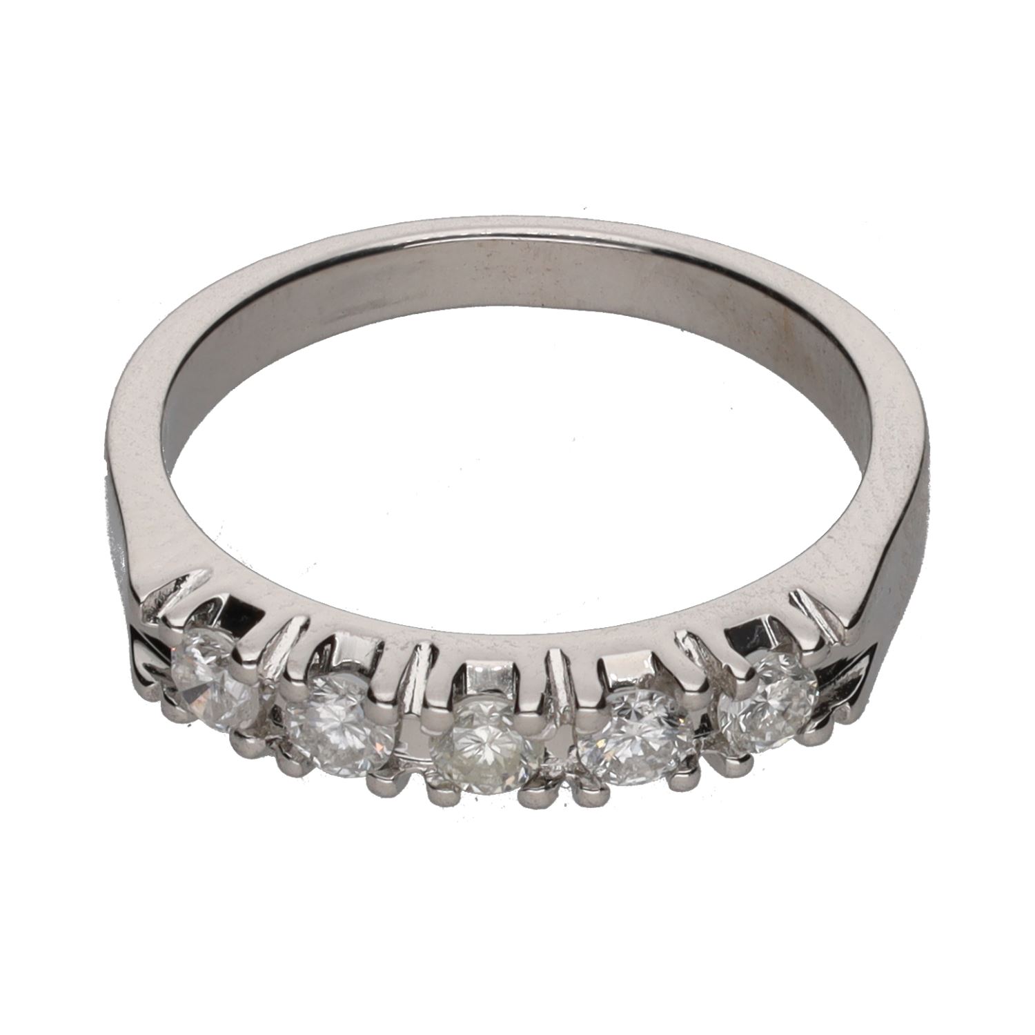 Sortija cintillo en oro blanco con brillantes. Talla 14.