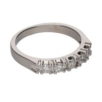 Sortija cintillo en oro blanco con brillantes. Talla 14.