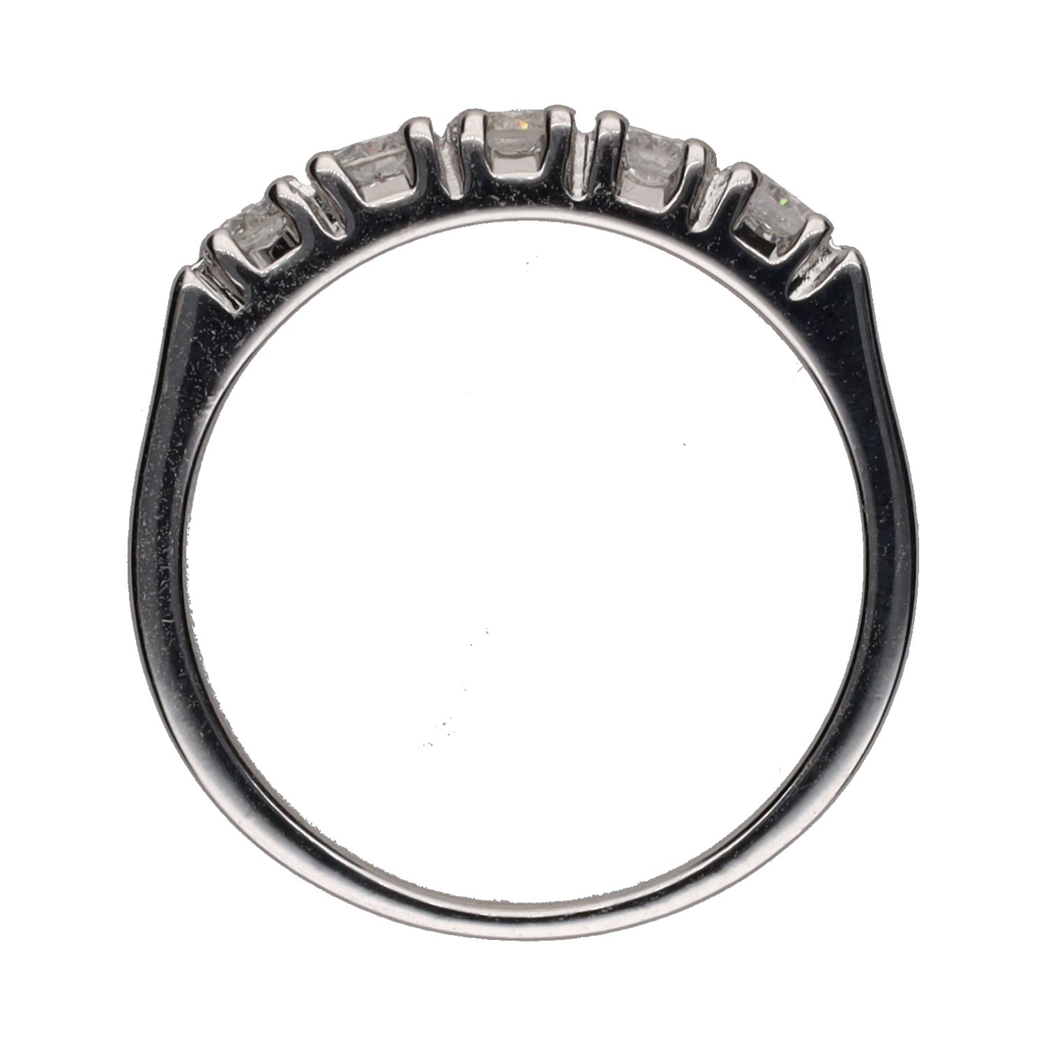 Sortija cintillo en oro blanco con brillantes. Talla 14.