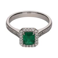 ANILLOS / SORTIJAS<BR>SORTIJA EN ORO BLANCO CON ESMERALDA Y ...