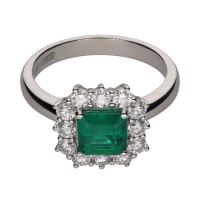 ANILLOS / SORTIJAS<BR>SORTIJA EN ORO BLANCO CON ESMERALDA CU...