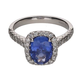 ANILLOS / SORTIJAS<BR>SORTIJA EN ORO BLANCO CON UN ZAFIRO Y ... · ref.: PRESENTA CERTIFICADO...