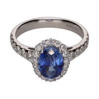 ANILLOS / SORTIJAS<BR>SORTIJA EN ORO BLANCO CON UN ZAFIRO Y ...