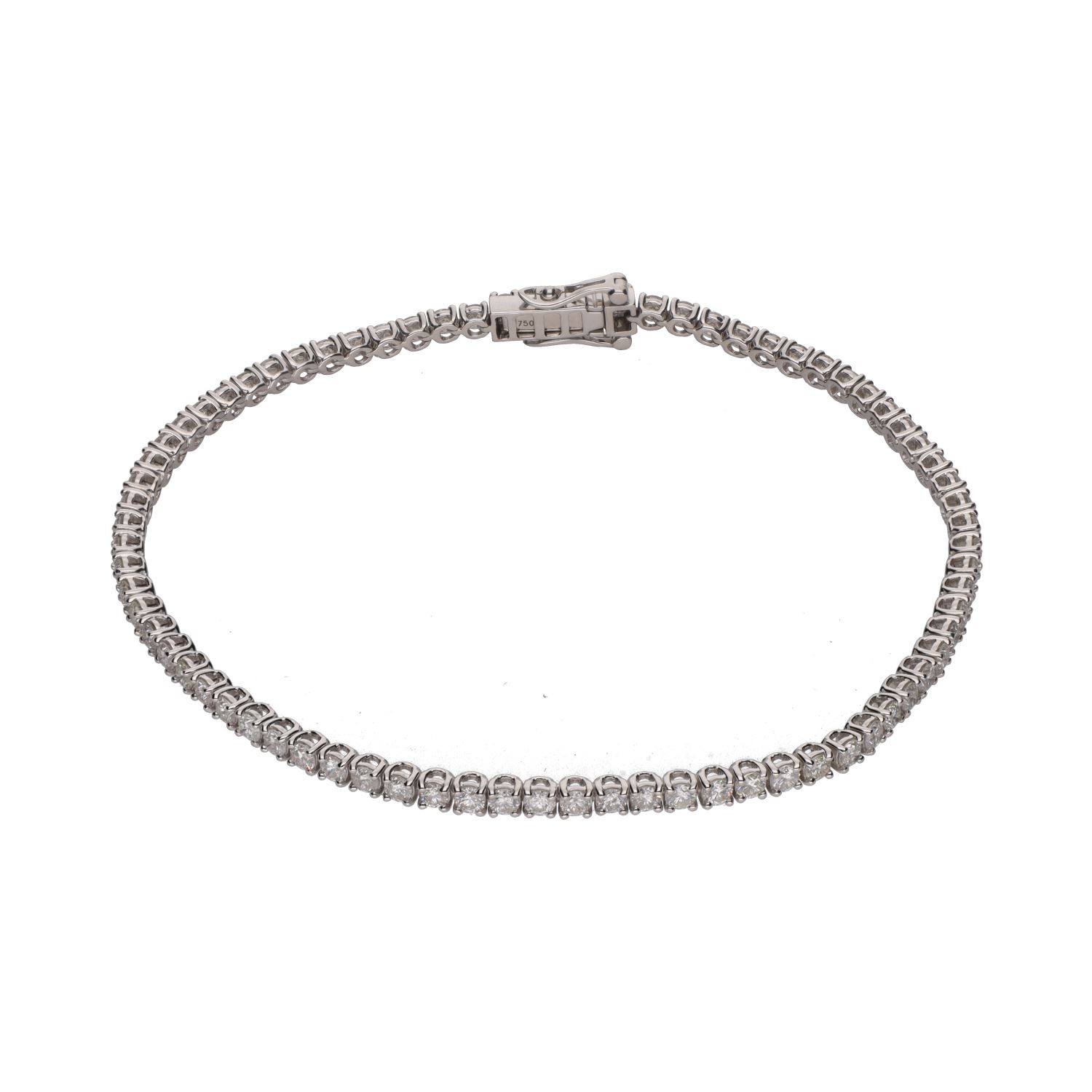 Pulsera riviere en oro blanco con brillantes.