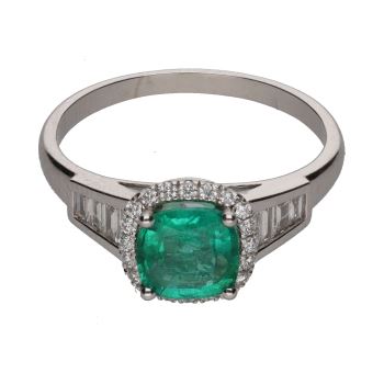 ANILLOS / SORTIJAS<BR>SORTIJA EN ORO BLANCO CON ESMERALDA Y ... · ref.: PRESENTA CERTIFICADO...