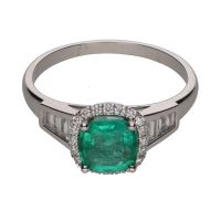 ANILLOS / SORTIJAS<BR>SORTIJA EN ORO BLANCO CON ESMERALDA Y ...