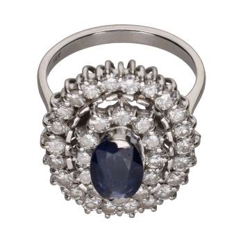 ANILLOS / SORTIJAS<BR>SORTIJA EN ORO BLANCO CON ZAFIRO Y BRI... · ref.: (RCO)