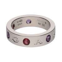 Sortija bulgari roma sorbets en oro blanco y amatistas. Talla 50.