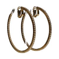 Pendientes argollas en oro amarillo con brillantes.