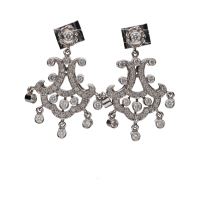 PENDIENTES<BR>PENDIENTES EN ORO BLANCO CON BRILLANTE...