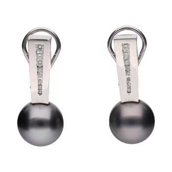 PENDIENTES<BR>PENDIENTES EN ORO BLANCO CON BRILLANTE... · ref.: (AEM)