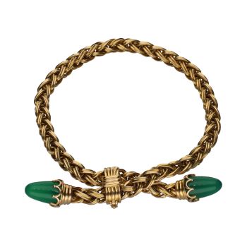 PULSERAS<BR>PULSERA TRENZADA EN ORO AMARILLO Y CRI... · ref.: (NSMX)