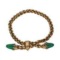 PULSERAS<BR>PULSERA TRENZADA EN ORO AMARILLO Y CRI...