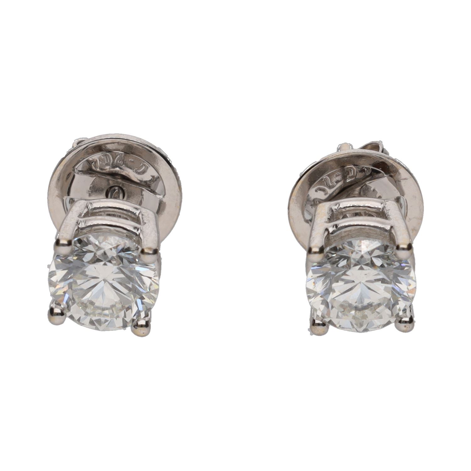 Pendientes dormilonas en oro blanco con brillantes.