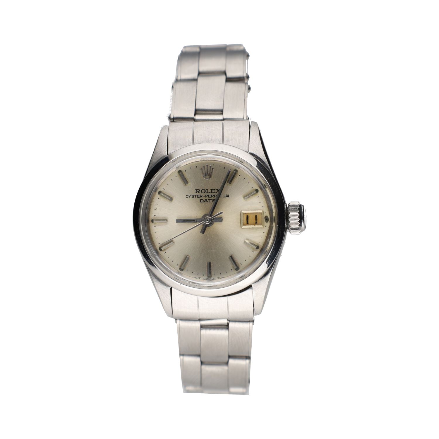 Oyster perpetual date acero señora plexi 26mm.   