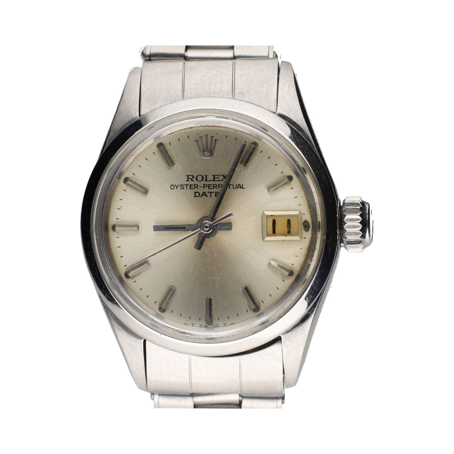 Oyster perpetual date acero señora plexi 26mm.   