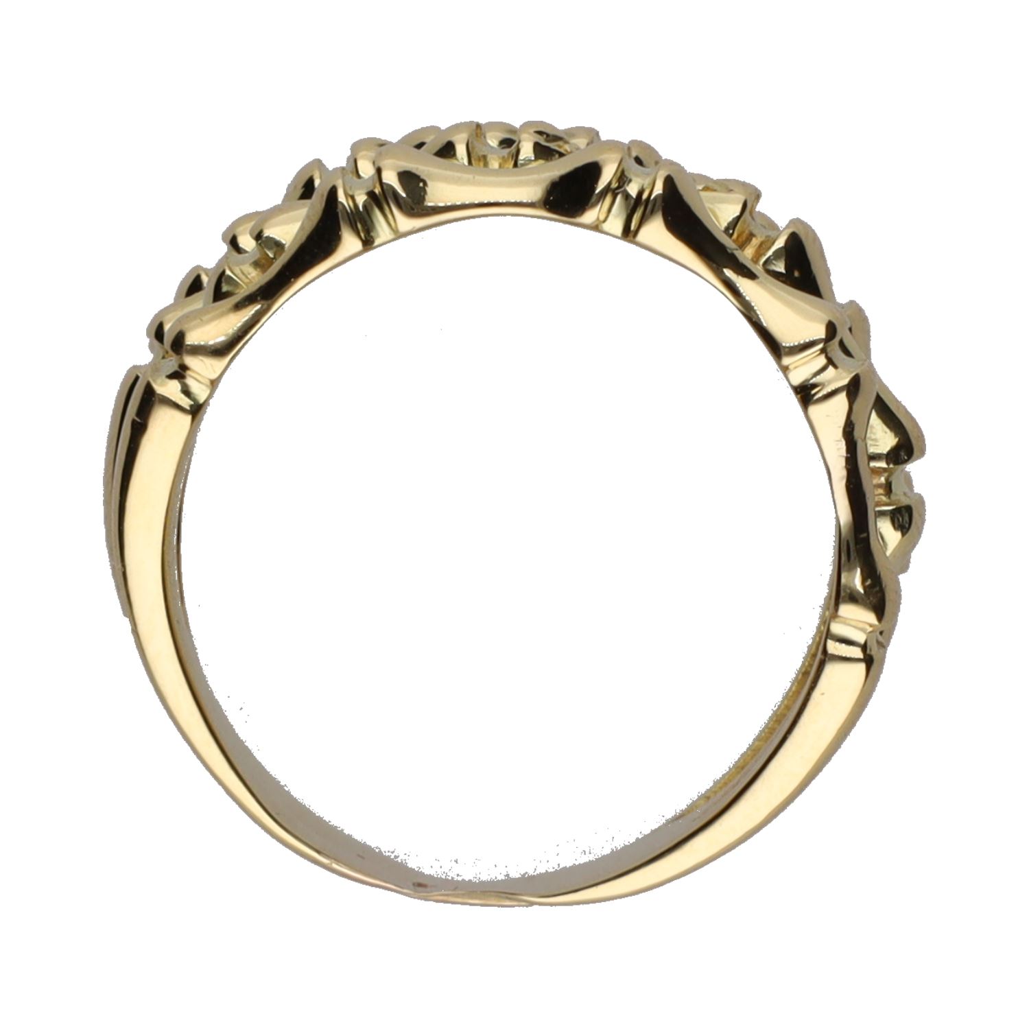 Sortija en oro amarillo con brillantes. Talla 19.