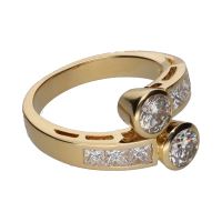 Sortija tu y yo en oro amarillo con brillantes. Talla 12.