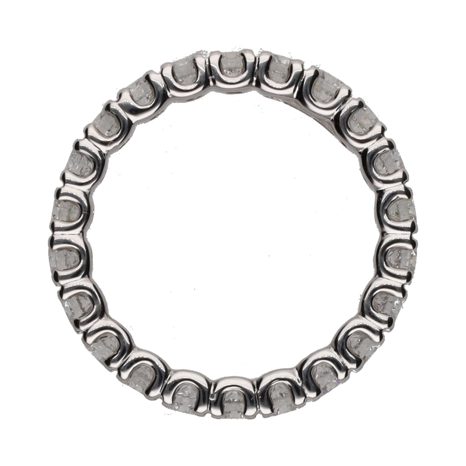 Sortija eternity en oro blanco con brillantes. Talla 13.